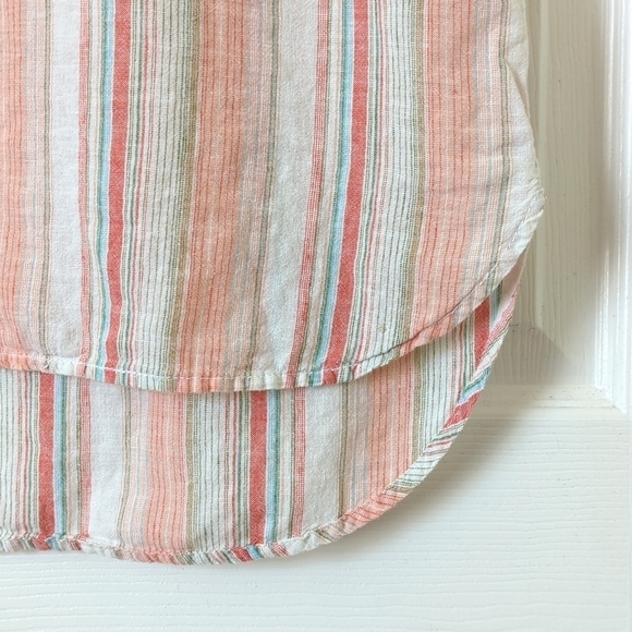 Beachlunchlounge Jenna Linen Blend Striped Split Neck Sleeveless Tunic Top XS - Picture 9 of 11